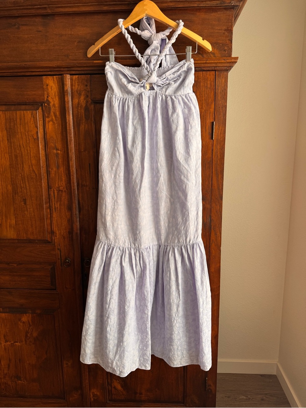 Mara Hoffman Basilia Halter Maxi Dress Lavender Organic Cotton and Linen